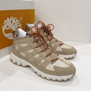 Timberland TBL Edge EK+ Mid Men’s Hiking Boots Shoes White Beige Nubuck
